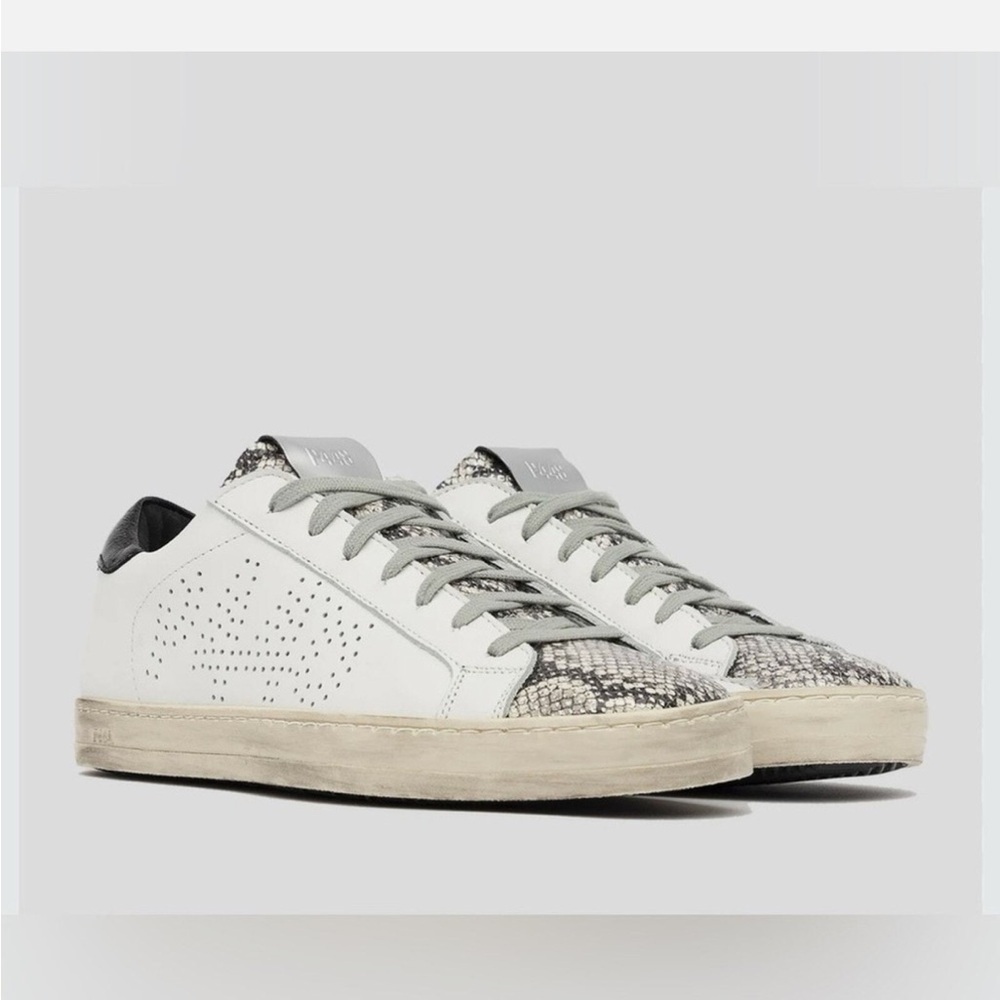 P448 John Python-Print Leather Low Top Sneakers - image 2